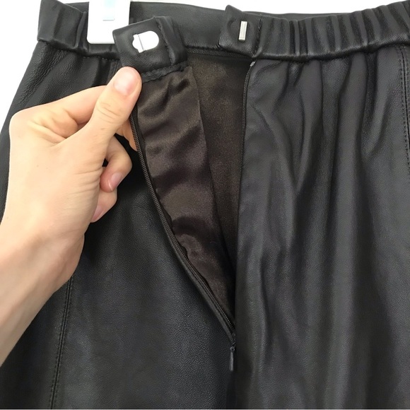 PAMELA McCoy Women's 100% Leather Brown Slit Pencil Tailored Skirt Size XS - Picture 5 of 15